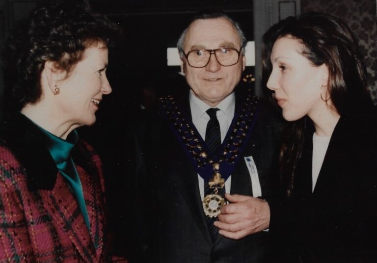 Kimberly Kalaja with Mary Robinson, President of Ireland, during her Queen's University Belfast fellowship