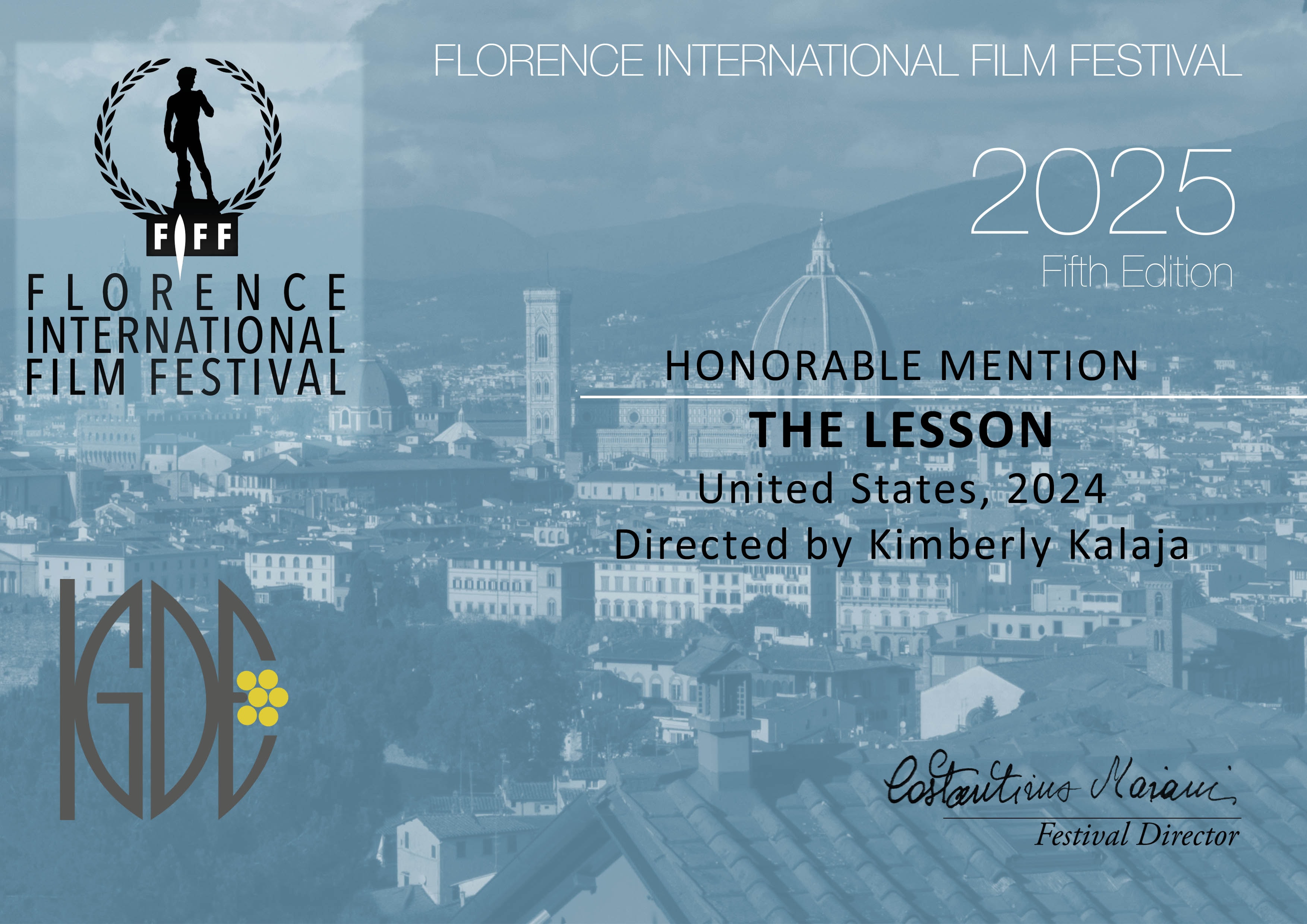 Florence International Film Festival — Honorable Mention 2025